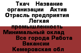 Ткач › Название организации ­ Актив › Отрасль предприятия ­ Легкая промышленность › Минимальный оклад ­ 35 000 - Все города Работа » Вакансии   . Кемеровская обл.,Топки г.